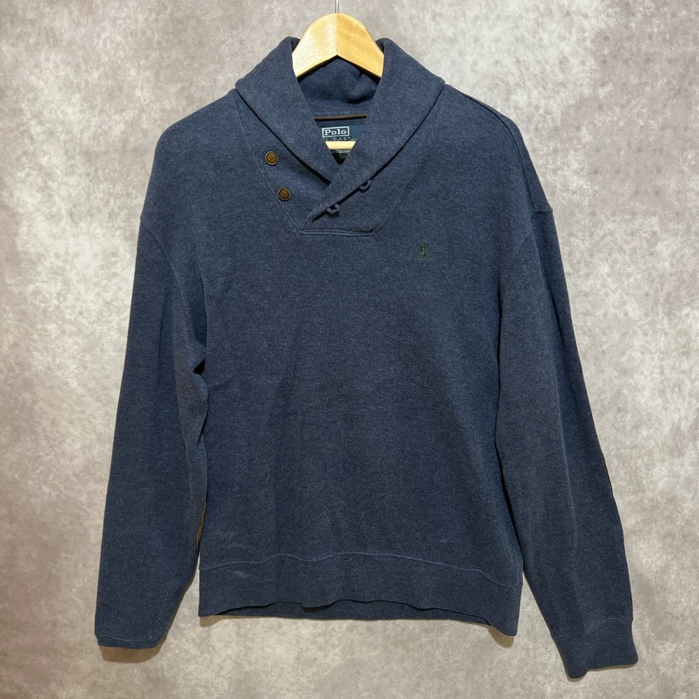 VINTAGE 90s Polo Ralph Lauren Grandpa Smoking Sweater Elbow Patches size M